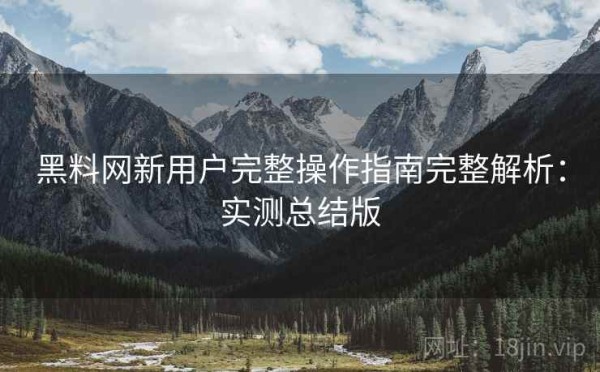 黑料网新用户完整操作指南完整解析：实测总结版