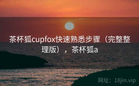 茶杯狐cupfox快速熟悉步骤（完整整理版），茶杯狐a